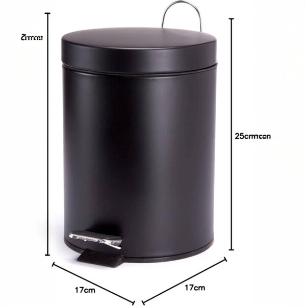 Msv –  Pattumiera Bagno 3L Nera – Cestino Cosmetici a Pedale in Acciaio Inossidabile con Secchio Interno Estraibile, Compatto ed Elegante - immagine 7