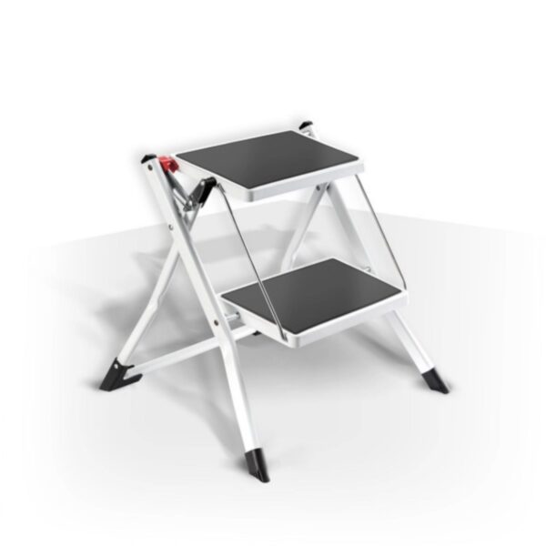 Sgabello 2 gradini pieghevole MSV nero con gradini antiscivolo e piedini in gomma