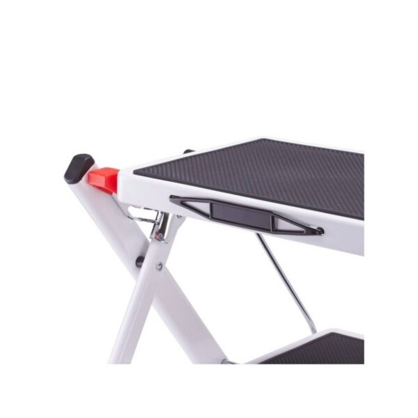 Msv –  Sgabello 2 Gradini Pieghevole Nero – Scala Salvaspazio in Acciaio con Rivestimento Antiscivolo e Piedini in Gomma, Portata 150 kg - immagine 4