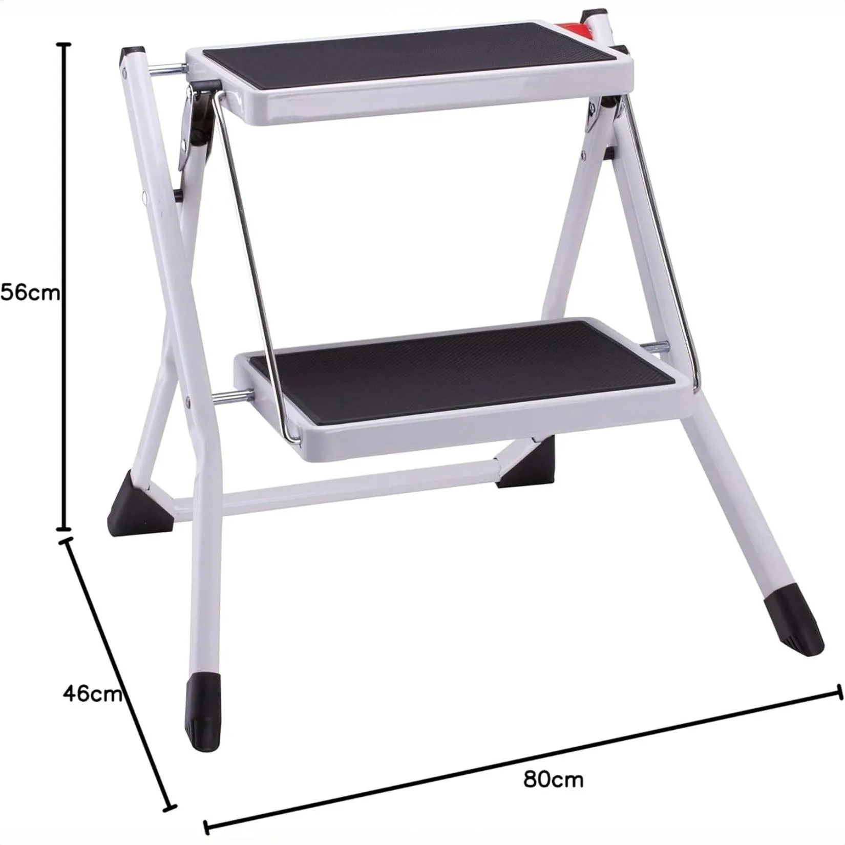 Sgabello 2 Gradini Pieghevole Nero in Acciaio MSV, Portata 150 kg - immagine 2