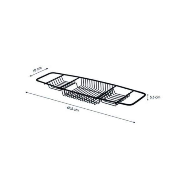 MSV Vassoio da Bagno Estensibile in Acciaio Inox – Supporto Vasca 68,5 cm, Resistente ed Elegante, Multicolore - immagine 2