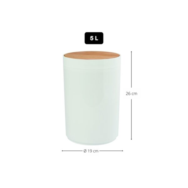 Msv –  Pattumiera Bagno 6L Bianca – Cestino Rotondo Compatto con Coperchio Basculante, Design Moderno 18x26 cm - immagine 3