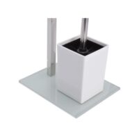 Msv –  WC Combinato 2 in 1 Acciaio Inox e Vetro Bianco – Portarotolo Carta Igienica con Scopino e Contenitore Interno Rimovibile - immagine 3