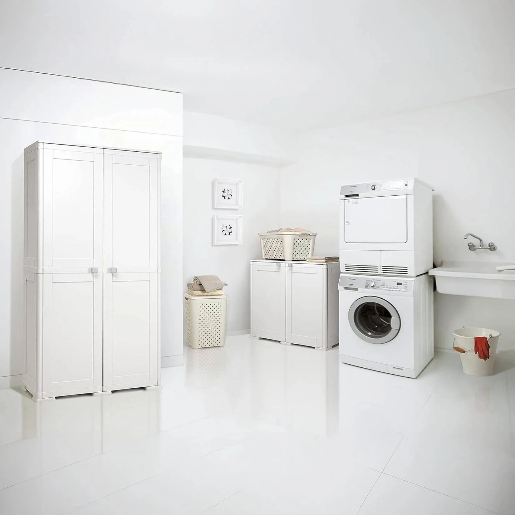 Tontarelli Portascope Simplex con Ripiano, Mobile Salvaspazio Panna 79×43×164 cm - immagine 4