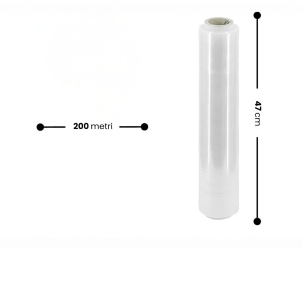 Rocard® Film Estensibile Imballaggio Trasparente 200m x 47cm | Rotolo Pellicola Imballaggio Manuale Extra Resistente per Spedizioni, Traslochi e Magazzino - immagine 2