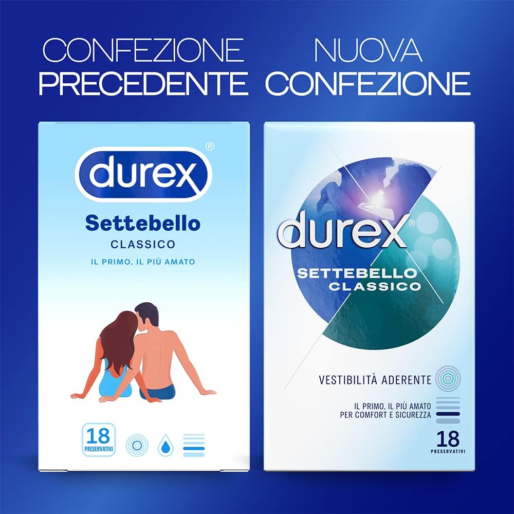 20042.jpg Durex Settebello Classico – 18 Preservativi Sicuri e Comodi - immagine 5