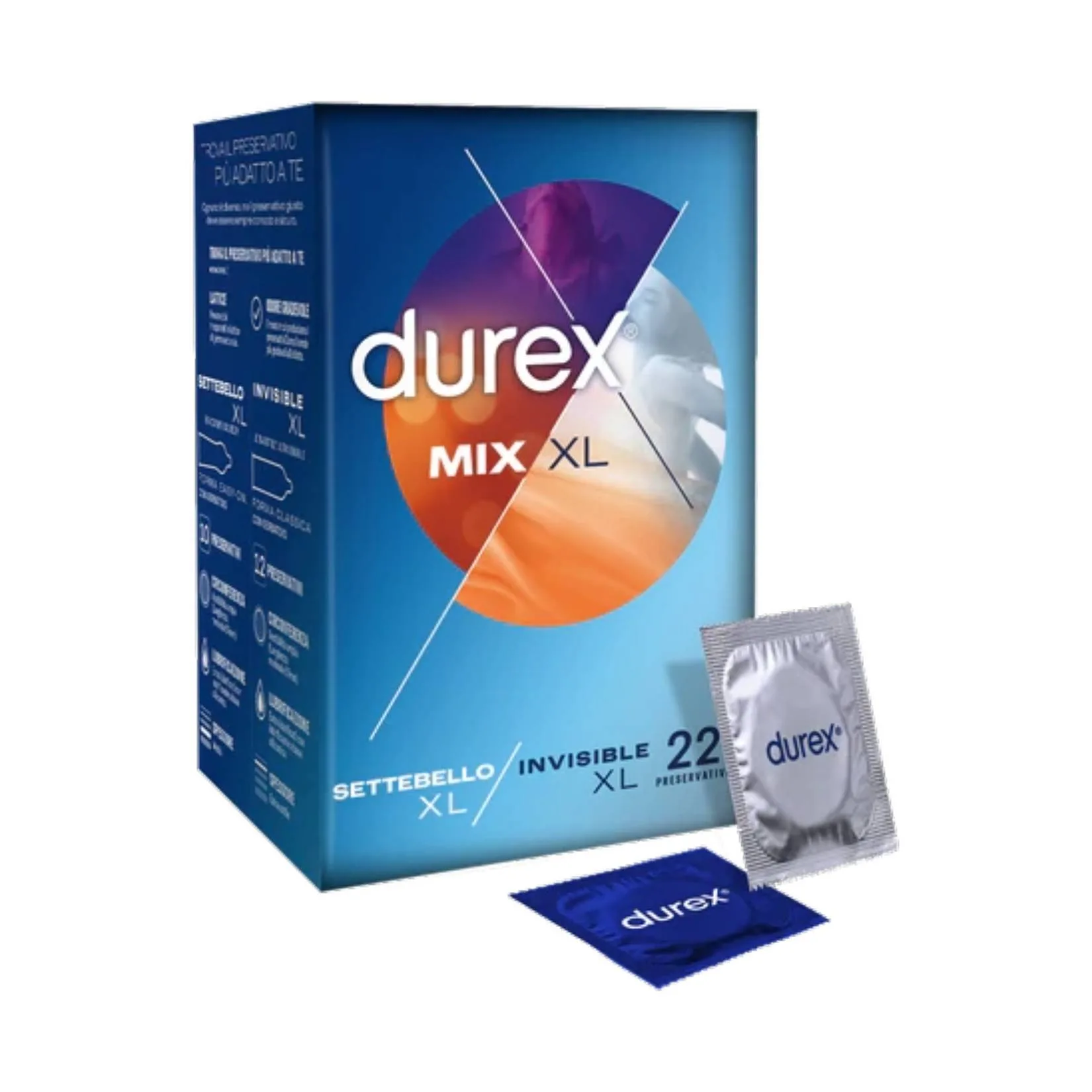 20050-jpg.webp Durex Combo Mix XL – Confezione da 22 Preservativi Extra-Large, Assortiti Lisci & Stimolanti, Easy-On con Serbatoio, Maggiore Comfort per Chi Preferisce Taglia XL. - immagine 1