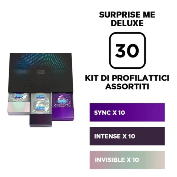 Durex Surprise Me Deluxe – Preservativi Assortiti Stimolanti e Ritardanti, Cofanetto Performance & Durata, 30 Profilattici - immagine 3