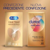 Durex Real Feel – Preservativi Senza Lattice in Poliisoprene, Sensazione “Pelle su Pelle”, Easy-On Lubrificati con Serbatoio, Regular Fit – Confezione da 10 Profilattici - immagine 3