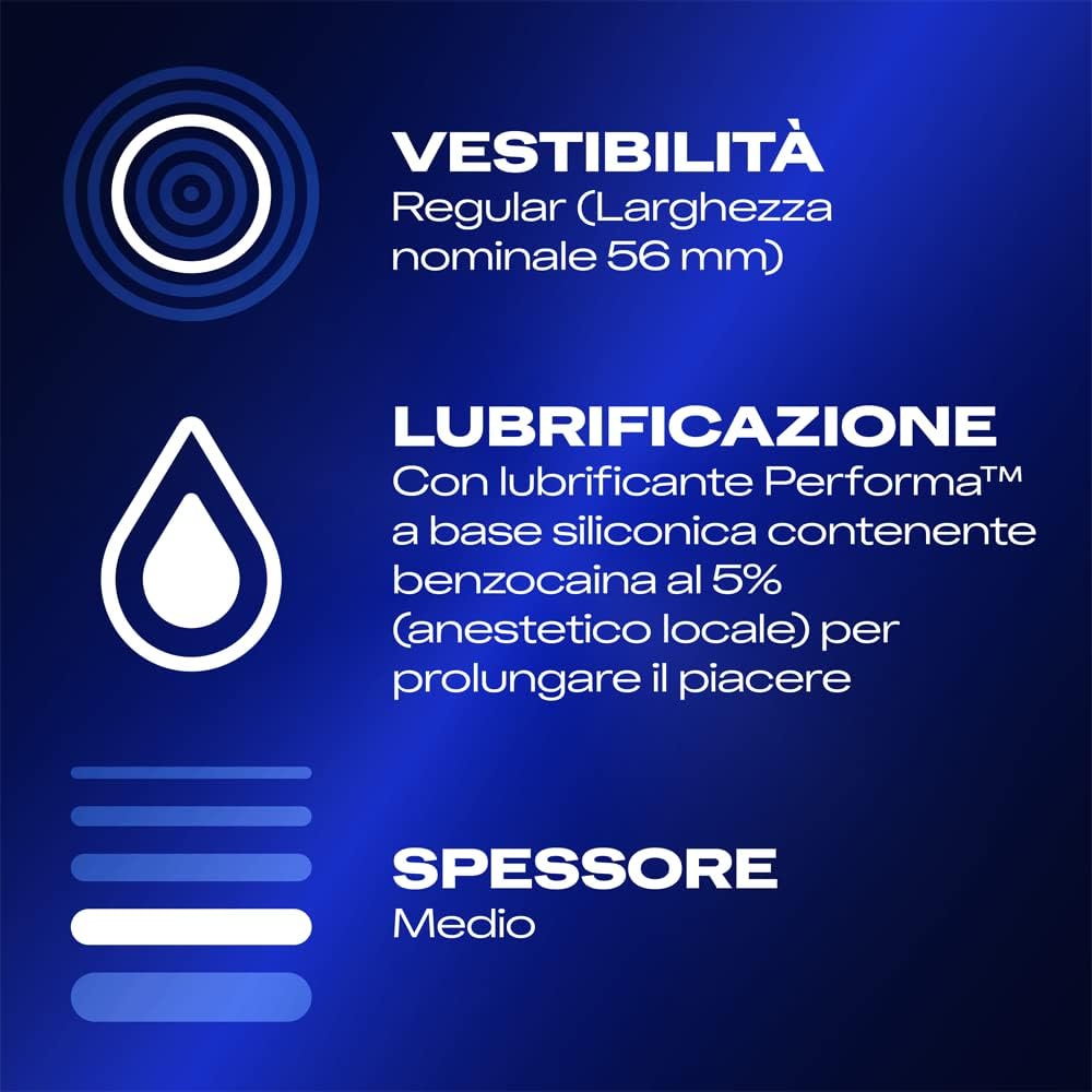 20135.jpg Durex Lunga Durata – Preservativi Ritardanti con Lubrificante a Base di Benzocaina, Easy-On con Serbatoio, Regular Fit – Confezione da 10 Profilattici - immagine 2