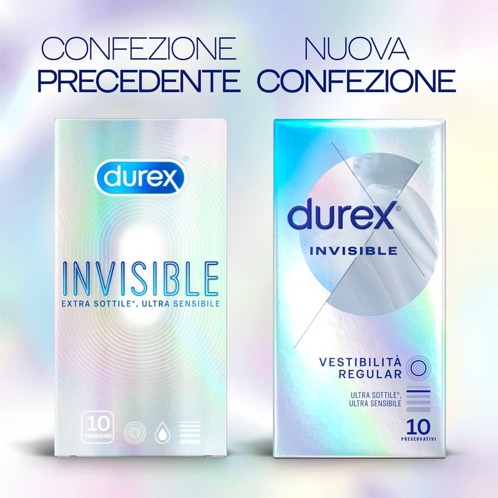20163.jpg Durex Invisible – Preservativi Ultra Sottili per Massima Sensibilità, Easy-On con Serbatoio, Trasparenti e Lubrificati, Regular 54 mm, Confezione da 30 Profilattici. - immagine 3