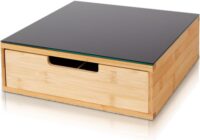 Casa Milano – Cassetto Porta Cialde in Bamboo e Vetro 31×30×10 cm, Organizer Capsule Caffè per Cucina