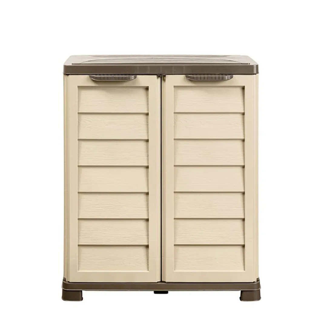 Armadietto Bama Riponi in resina effetto legno beige 76x46x89 cm con ripiano regolabile e chiusura predisposta per lucchetto