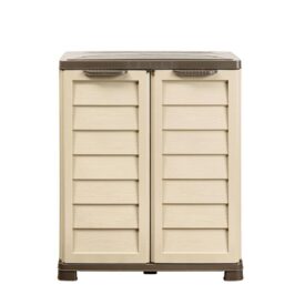 Armadietto Bama Riponi in resina effetto legno beige 76x46x89 cm con ripiano regolabile e chiusura predisposta per lucchetto