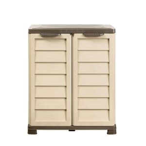 Armadietto Bama Riponi in resina effetto legno beige 76x46x89 cm con ripiano regolabile e chiusura predisposta per lucchetto