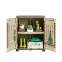 Bama Armadietto Riponi – in Resina Effetto Legno, Colore Beige, per Interno/Esterno, 76x46x89 cm, Ripiano Regolabile, Predisposizione Lucchetto, Portata Mensola 20 kg - immagine 2