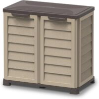 Bama Armadietto Riponi – in Resina Effetto Legno, Colore Beige, per Interno/Esterno, 76x46x89 cm, Ripiano Regolabile, Predisposizione Lucchetto, Portata Mensola 20 kg - immagine 3