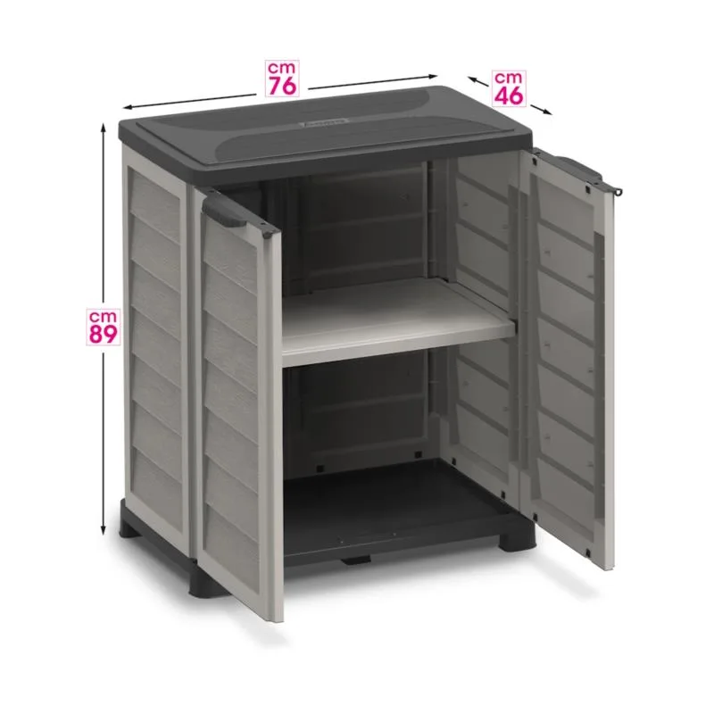 Bama Armadietto Riponi in Resina Effetto Legno, Colore Sabbia – 76x46x89 cm – Ripiano Regolabile - immagine 2