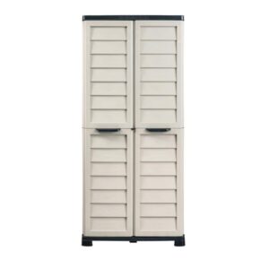 Armadio alto Bama Riponi in resina effetto legno sabbia 76x46x168 cm con 3 ripiani regolabili e predisposizione per lucchetto
