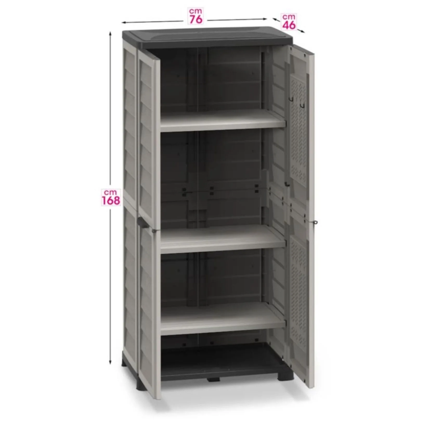 Armadio Alto Bama Riponi in Resina Effetto Legno, Colore Sabbia – 76x46x168 cm, 3 Ripiani Regolabili, Predisposizione Lucchetto - immagine 2