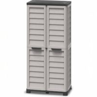 Bama Armadio Alto Riponi  in Resina Effetto Legno, Colore Sabbia – 76x46x168 cm – 3 Ripiani Regolabili, Interno/Esterno, Predisposizione Lucchetto, Portata Mensola 20 kg. - immagine 3