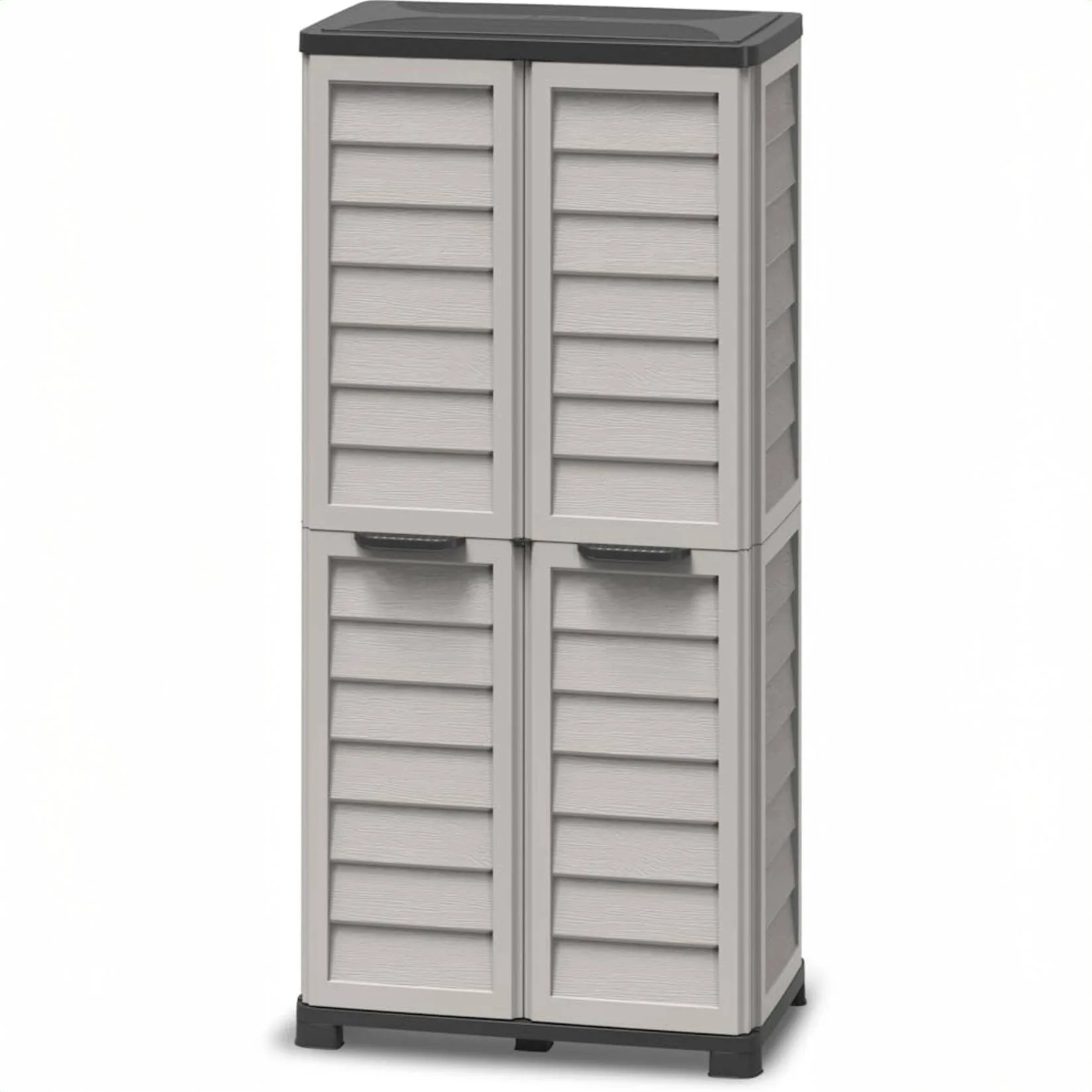 Armadio Alto Bama Riponi in Resina Effetto Legno, Colore Sabbia – 76x46x168 cm, 3 Ripiani Regolabili, Predisposizione Lucchetto - immagine 3