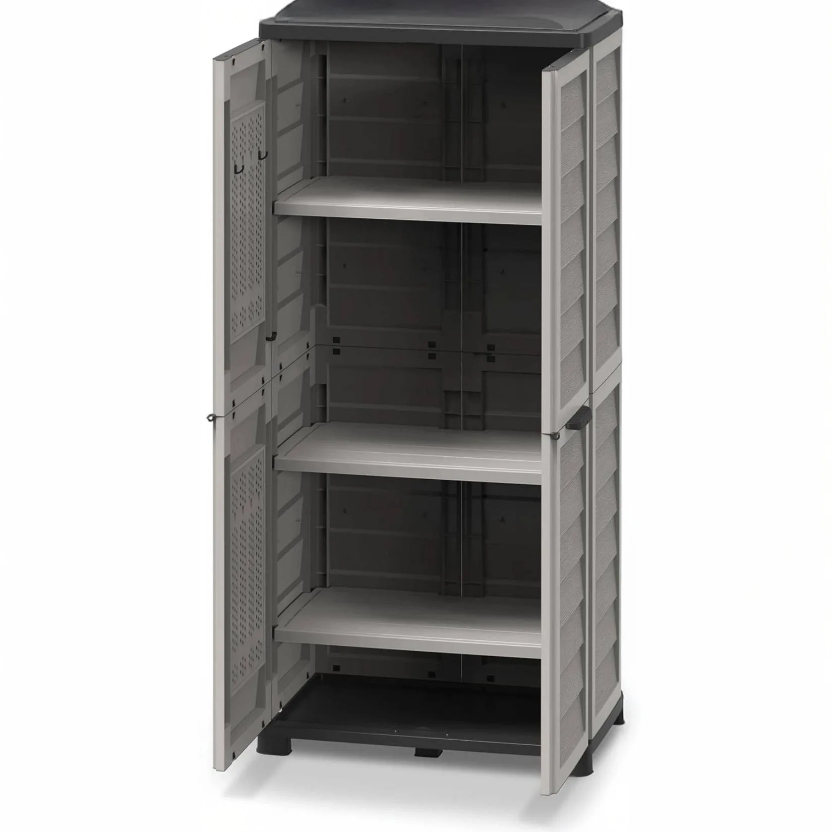 Armadio Alto Bama Riponi in Resina Effetto Legno, Colore Sabbia – 76x46x168 cm, 3 Ripiani Regolabili, Predisposizione Lucchetto - immagine 4