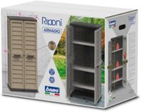 Bama Armadio Alto Riponi  in Resina Effetto Legno, Colore Sabbia – 76x46x168 cm – 3 Ripiani Regolabili, Interno/Esterno, Predisposizione Lucchetto, Portata Mensola 20 kg. - immagine 5