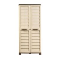 Armadio alto Bama Riponi in resina effetto legno sabbia 76×46×168 cm con 3 ripiani regolabili e ante battenti