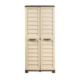 Armadio alto Bama Riponi in resina effetto legno sabbia 76×46×168 cm con 3 ripiani regolabili e ante battenti