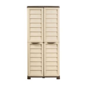 Armadio alto Bama Riponi in resina effetto legno sabbia 76×46×168 cm con 3 ripiani regolabili e ante battenti