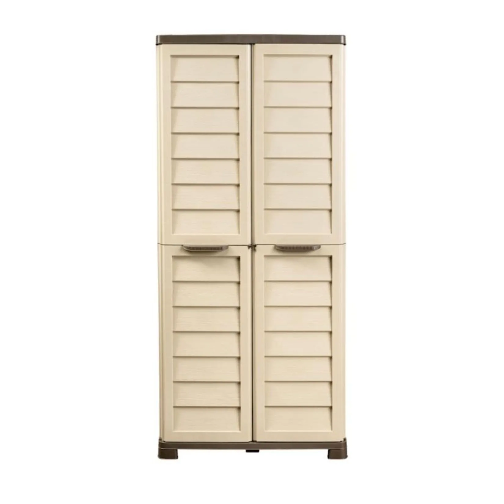 Armadio alto Bama Riponi in resina effetto legno sabbia 76×46×168 cm con 3 ripiani regolabili e ante battenti