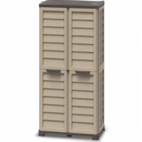 Bama Armadio Alto Riponi in Resina Effetto Legno, Colore Beige – 76x46x168 cm – 3 Ripiani Regolabili, Interno/Esterno, Predisposizione Lucchetto, Portata Mensola 20 kg. - immagine 3