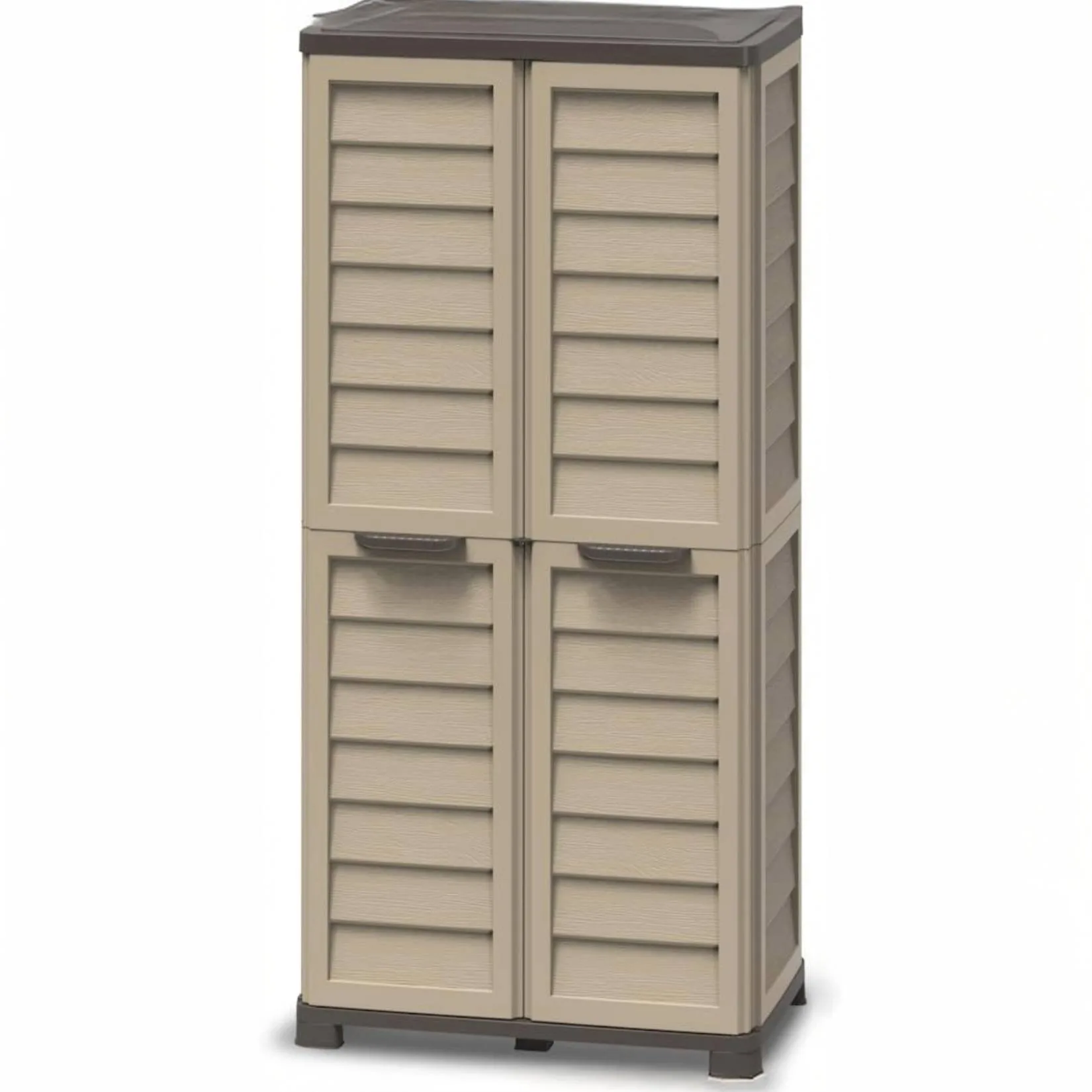 Bama Armadio Alto Riponi in Resina Effetto Legno Beige 76x46x168 cm con 3 Ripiani Regolabili e Predisposizione Lucchetto - immagine 3