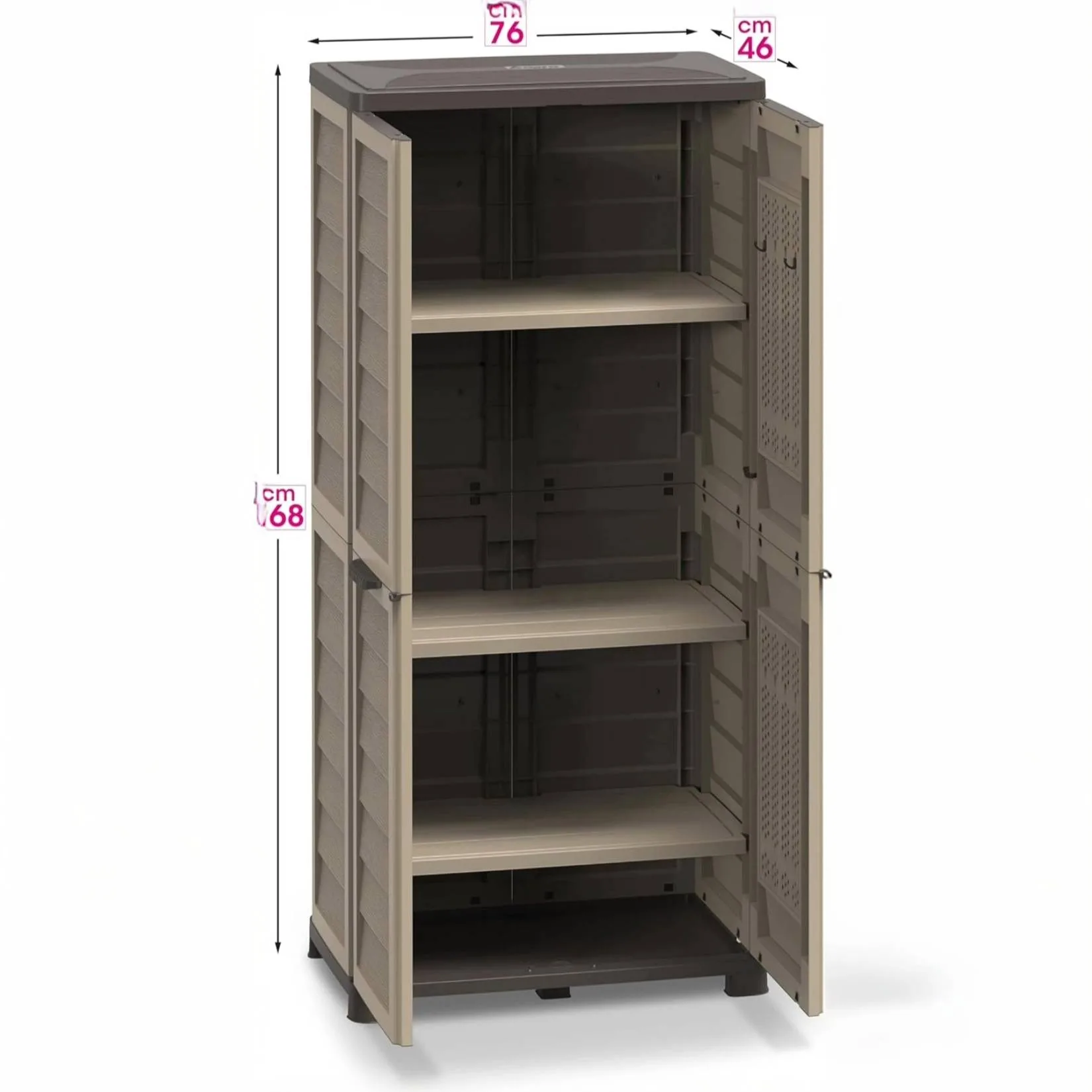 Bama Armadio Alto Riponi in Resina Effetto Legno Beige 76x46x168 cm con 3 Ripiani Regolabili e Predisposizione Lucchetto - immagine 5