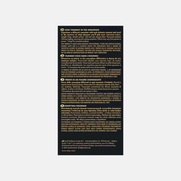 SKYN® Unknown Pleasures – Preservativi Senza Lattice in Poliisoprene (SKYNFEEL®), Assortiti Lisci & Stimolanti, Aromatizzati con Effetto Caldo/Brivido/Fresco, Larghezza 53 mm, con Serbatoio. Confezione da 42 Preservativi - immagine 4