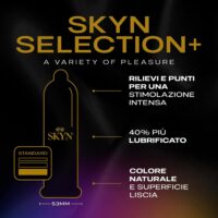 SKYN® Selection – Preservativi Senza Lattice in Poliisoprene (SKYNFEEL®), Assortiti Original/Extra-Lube/Intense Feel, 53 mm Regular, Lisci & Stimolanti con Serbatoio – Confezione da 35 preservativi - immagine 3