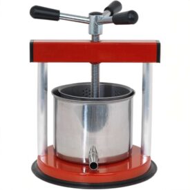 Torchietto Palumbo Tommy 1,5 litri rosso, pressa manuale per conserve, frutta e formaggi, struttura in acciaio verniciato resistente, utensile da cucina.
