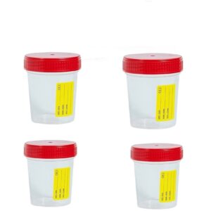 Set 4 contenitori sterili urine 120 ml con tappo a vite ed etichetta compilabile