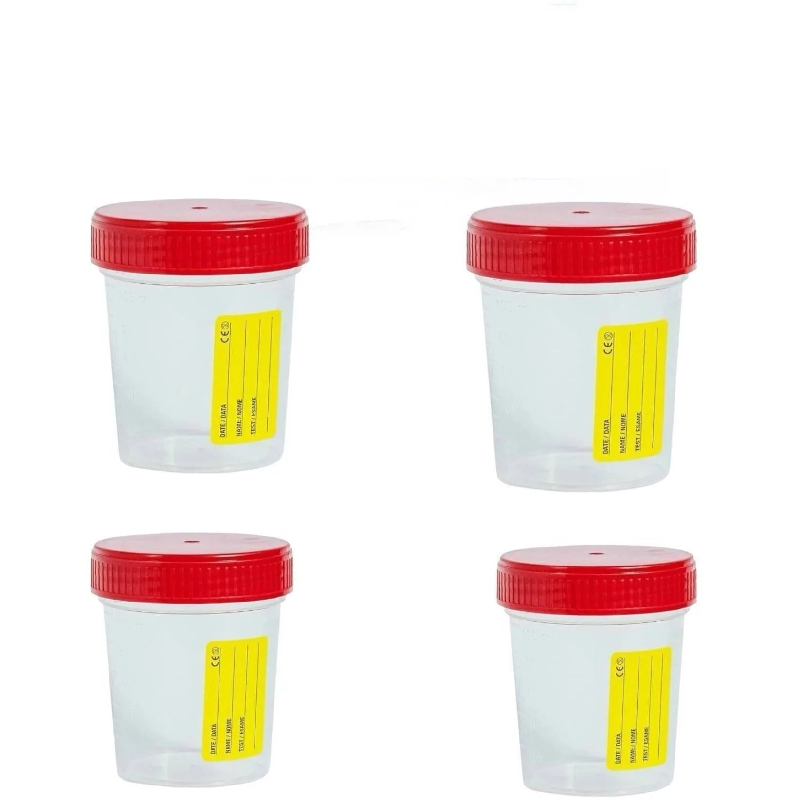 20317-jpg.webp Contenitori per Urine, Set da 4 Vasetti Sterili da 120 ml, con Chiusura a Vite, Etichetta Compilabile, Monouso per Analisi di Laboratorio - immagine 1
