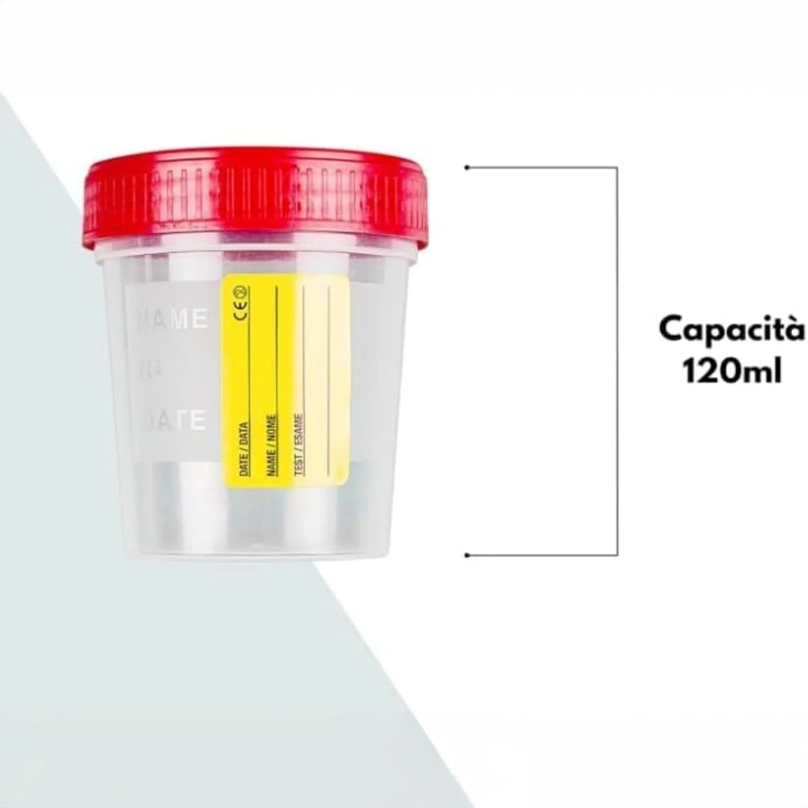 Set da 4 Vasetti Sterili per Urine da 120 ml con Chiusura a Vite e Etichetta Compilabile - immagine 3
