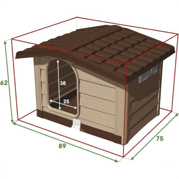 Bama – Bungalow Cuccia per Cani da Esterno Verde 89x75x62 cm – Robusta, Ventilata e Facile da Pulire - immagine 4