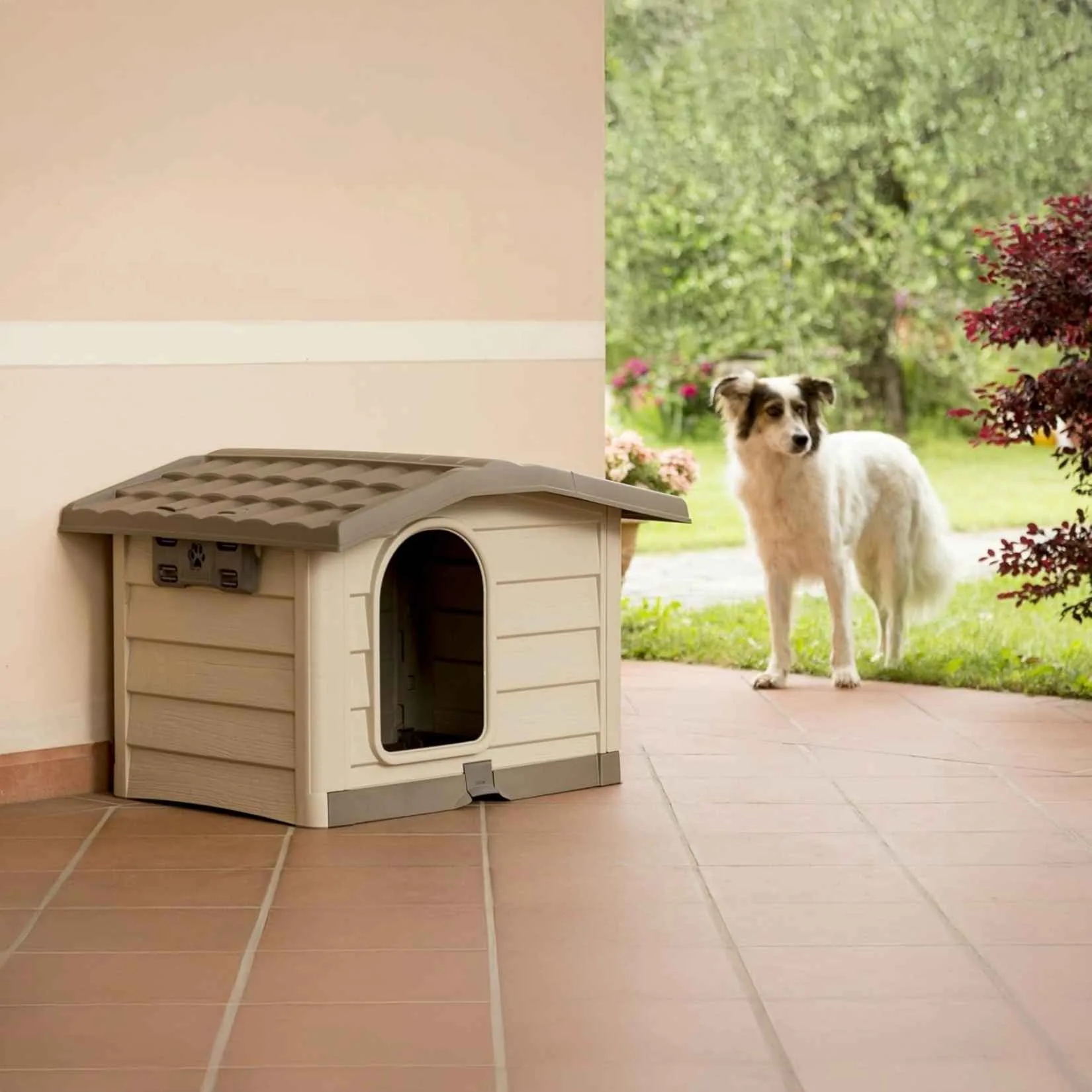 Bama – Bungalow Cuccia per Cani da Esterno Beige –  89x75x62 cm – Robusta, Ventilata e Facile da Pulire - immagine 4