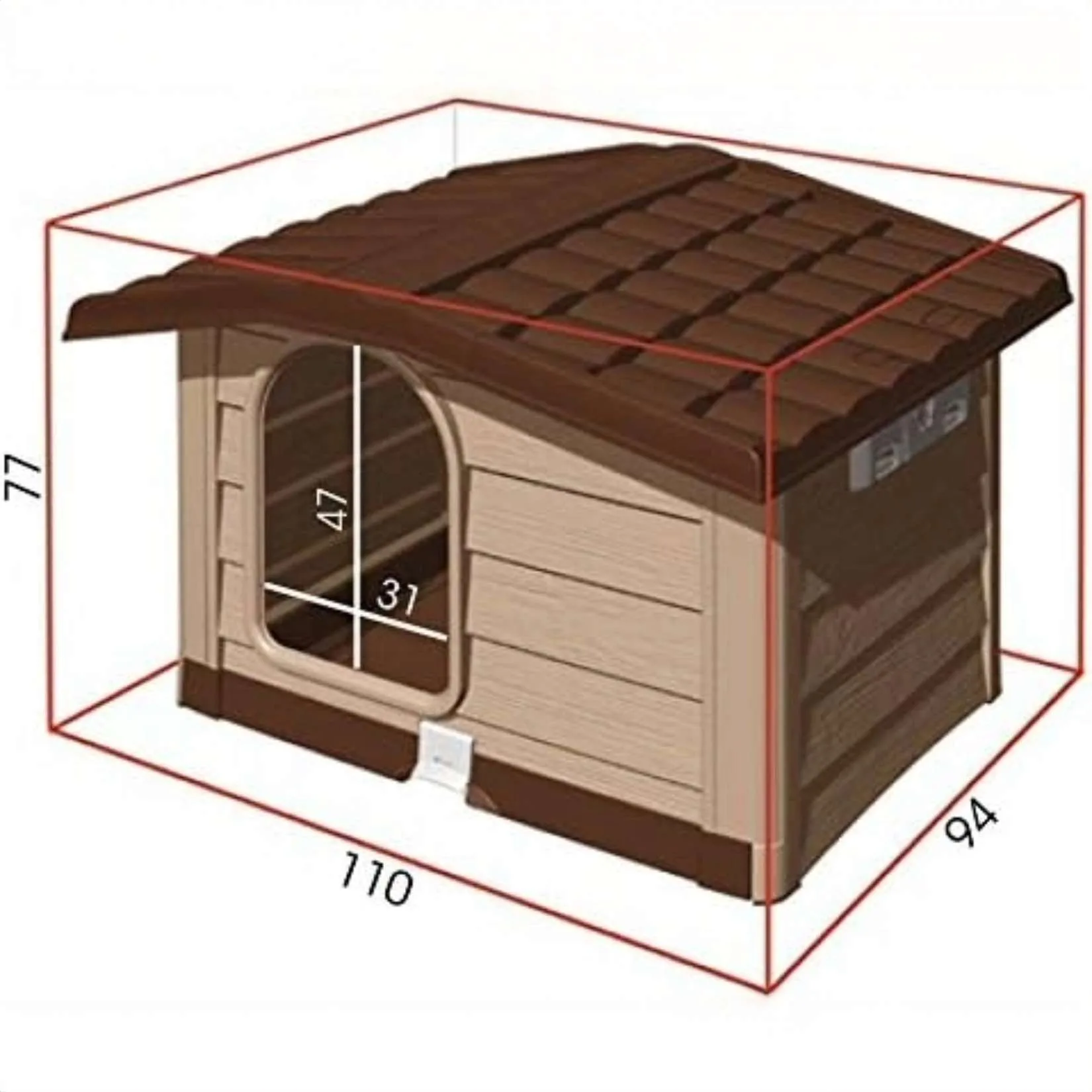 Bama – Bungalow Cuccia per Cani da Esterno Verde – 110x94x77 cm – Robusta, Ventilata e Facile da Pulire - immagine 4