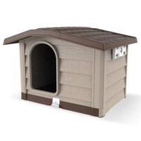 Bama –  Bungalow Cuccia per Cani da Esterno Beige –  110 x 94 x 77 cm – Robusta, Ventilata e Facile da Pulire