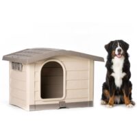 Bama –  Bungalow Cuccia per Cani da Esterno Beige –  110 x 94 x 77 cm – Robusta, Ventilata e Facile da Pulire - immagine 2