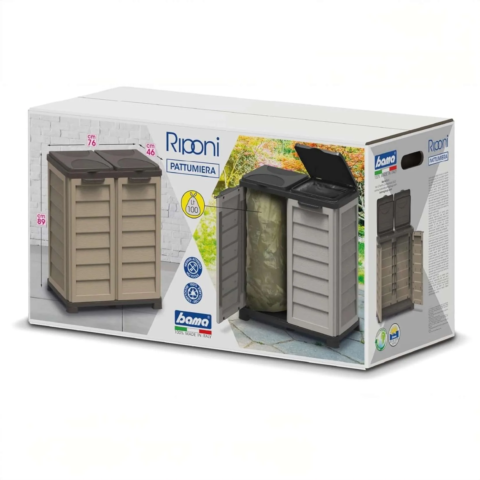 Bama Pattumiera Riponi 2x100L Grigia - immagine 6