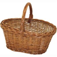 Cesto funghi in vimini spaccato marrone Garden Friend 39x29x30 cm con manico robusto