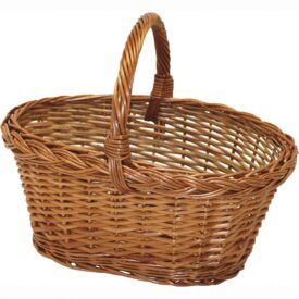 Cesto funghi in vimini spaccato marrone Garden Friend 39x29x30 cm con manico robusto