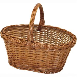 Cesto funghi in vimini spaccato marrone Garden Friend 39x29x30 cm con manico robusto